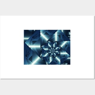 Blue Geometric Spiral Posters and Art